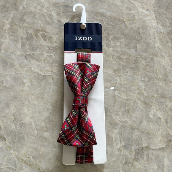 New Boys Bow Tie Izod Christmas Plaid One‎ Size - Picture 1 of 5